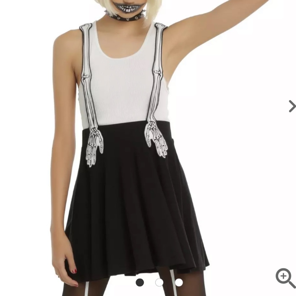 Hot Topic skeleton hand suspender skirt. Size S